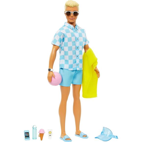 Barbie Other - Ken Barbie Doll - Beach Theme - Towel & Accessories